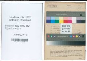 Entnazifizierung Fritz Limberg , geb. 27.03.1895 (Gastwirt)