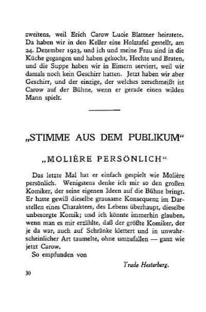 Stimme aus dem Publikum. Molière persönlich