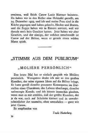 Stimme aus dem Publikum. Molière persönlich