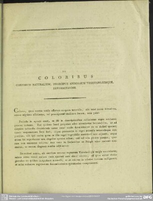 De coloribus corporum naturalium, praecipue animalium vegetabiliumque, determinandis