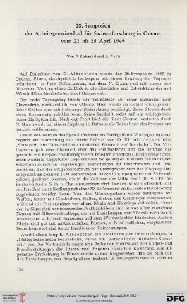 20. Symposion der Arbeitsgemeinschaft für Sachsenforschung in Odense vom 22. bis 25. April 1969