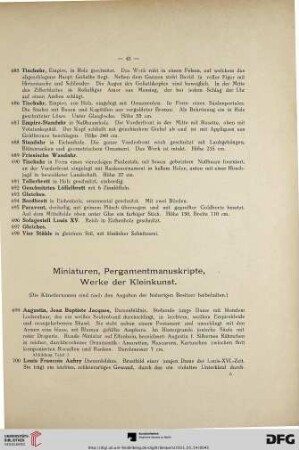 Miniaturen, Pergamentmanuskripte, Werke der Kleinkunst (Nr. 699-923)