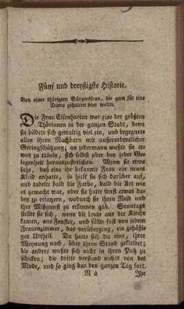 Fuenf und dreyßigste Historie. Von einer thoerigten Buergersfrau, die gern fuer eine Dame gehalten seyn wollte - Vierzigste Historie. Von Zauberern und Heren
