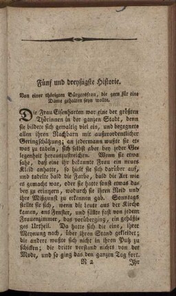 Fuenf und dreyßigste Historie. Von einer thoerigten Buergersfrau, die gern fuer eine Dame gehalten seyn wollte - Vierzigste Historie. Von Zauberern und Heren