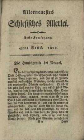 43tes Stück. 1802./Die Hundgrotte zu Neapel.