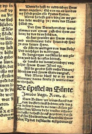 De Epistel an Sünte Jacobs dage. Rom. 8. [Euangelion an Sünte Jacobs dage/ Matth. xx.]