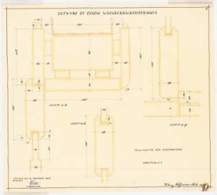 Weinbergwächterhaus: Teilschnitte der Zimmertür Details 1:1
