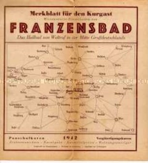 Merkblatt für den Kuraufenthalt in Franzensbad mit Karte und Hotelpreisliste