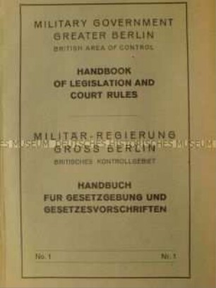 Handbuch für Gesetzgebung und Gesetzesvorschriften für den Britischen Sektor Berlins