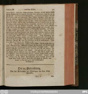 Die 25. Betrachtung, Von der Befreyung der Gläubigen von dem bösen Gewissen.