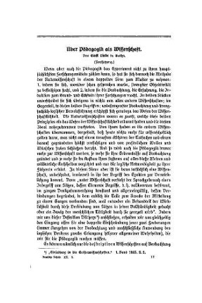 Über Pädagogik als Wissenschaft : (Fortsetzung)