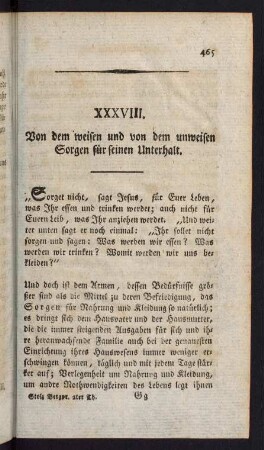 465-479, XXXVIII. Von dem weisen und von dem unweisen Sorgen für seinen Unterhalt