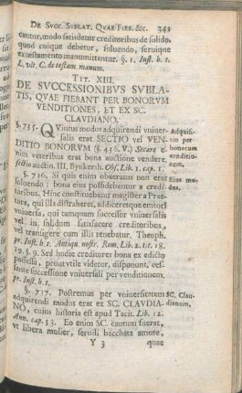 Tit. XIII. De Svccessionibvs Svblatis, Qvae Fiebant Per Bonorvm Venditiones, Et Ex Sc. Clavdiano.