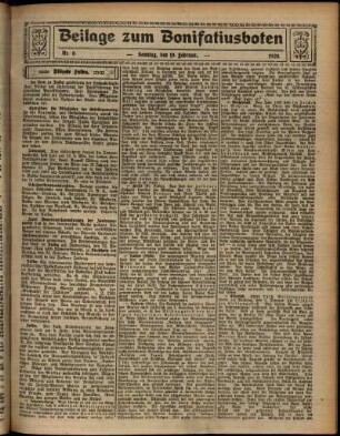 Zweite Ausgabe vom Sonntag, den 19. Februar 1928.