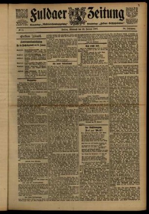 Erste Ausgabe vom Mittwoch, den 16. Januar 1907.