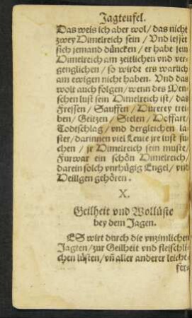 X. Geilheit und Wollüste bey dem Jagen.