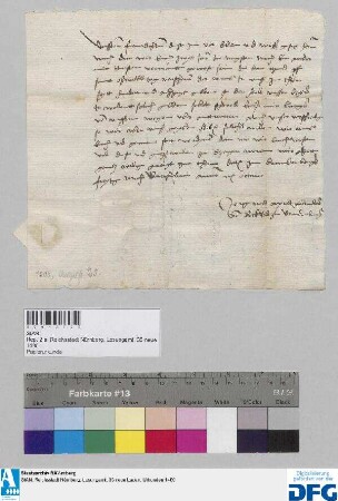 Jorg und Apell Gebrüder von Reckrod zu Brandenburg ersuchen die Stadt Nürnberg ihr Dienstgeld von 180 fl. ihrem Bevollmächtigten dem Sebolt Scherell zu übergeben.