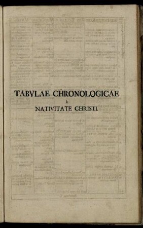 Tabulae Chronologicae à Nativitate Christi. /Seculum I. - Seculum XVII.