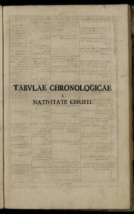 Tabulae Chronologicae à Nativitate Christi. /Seculum I. - Seculum XVII.