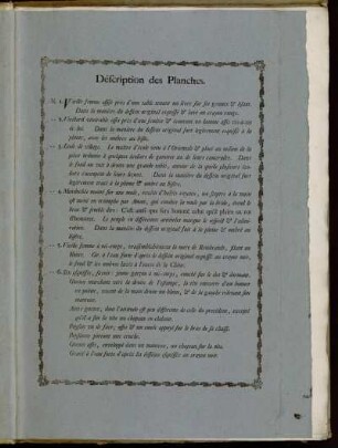 Déscription des Planches