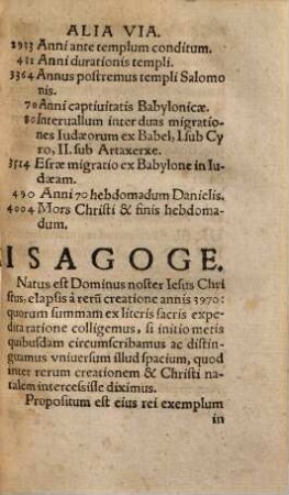 Isagoge chronologica, id est: opusculum, ad annorum seriem in sacris Bibliis contexendam, compendio viam monstrans ...