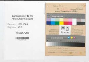 Entnazifizierung Otto Wisser , geb. 22.08.1916 (Polizeibeamter)