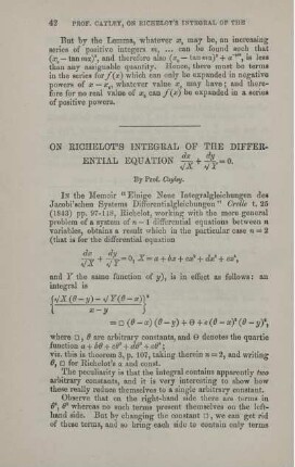 On Richelot's integral of the differential Equation (dx...)