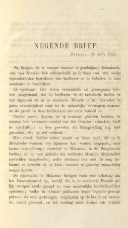 Negende brief. Batavia, 26 Julij 1855