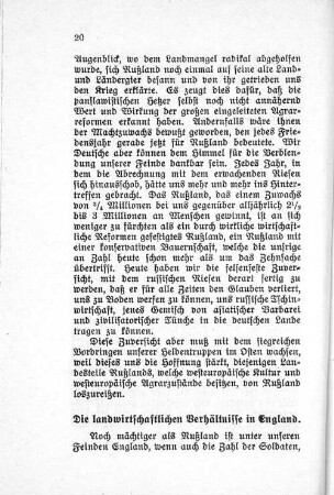 Die landwirtschaftlichen Verhältnisse in England.