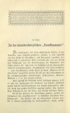 XVIII. In der brandenburgischen "Kunstkammer"