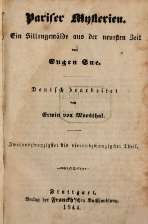 Pariser Mysterien : ein Sittengemälde aus der neuesten Zeit. 22/24