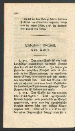 Siebzehnter Abschnitt. Vom Wasser.