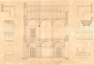 Gärtner, Friedrich von; München, Ludwigstr.; Staatsbibliothek - Schnitte, Details