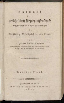 3: Entwurf der gerichtlichen Arzneywissenschaft. Dritter Band