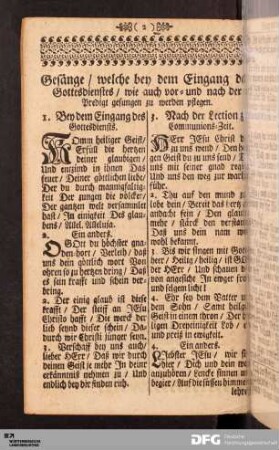 Gesänge / welche bey dem Eingang des Gottesdienstes / wie auch vor- und nach der Predigt gesungen zu werden pflegen.
