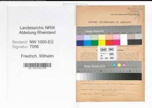 Entnazifizierung Wilhelm Friedrich, geb. 22.11.1888 (Angest.)