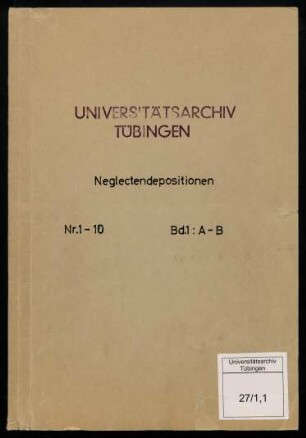 27/1,1 [Nr. 1]: Andreae, Jacob (1528-1590), Prof. theol. 1561-1590