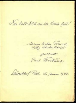 5-10-2-17.0000: Boskamp, Paul, Dr., Schriftsteller; diverse Schreiben ff.: "nu halt dich an de Wiede fest"