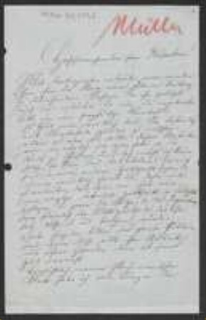Brief von Karl Müller an Unbekannt