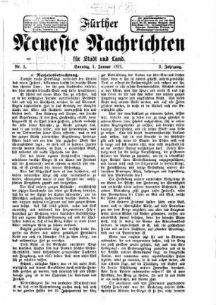 Fürther neueste Nachrichten für Stadt und Land. 1871,1/6 = Jg. 3