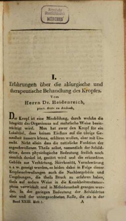 Journal der Chirurgie und Augenheilkunde. 23. 1835