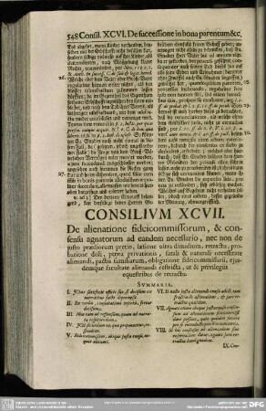 Consilium XCVII. De alienatione fideicommissorum, & consensu agnatorum ad eandem necessario, [...]