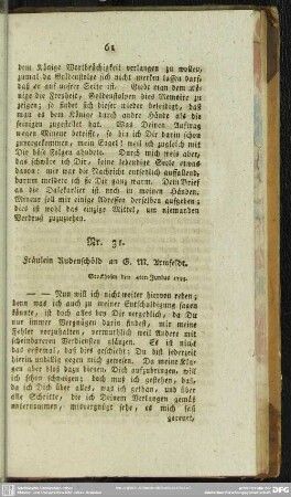 Nr. 31. Fräulein Rudenschöld an G. M. Armfeldt. Stockholm den 4ten Junius 1793