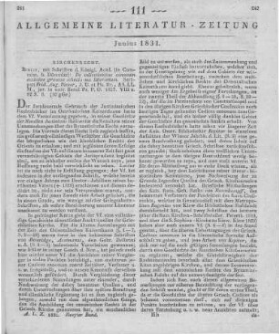 Biener, F. A.: De collectionibus canonum ecclesiae Graecae schediasma litterarium. Berlin: [Preussische Akademie der Wissenschaften]; Berlin: Dümmler 1827