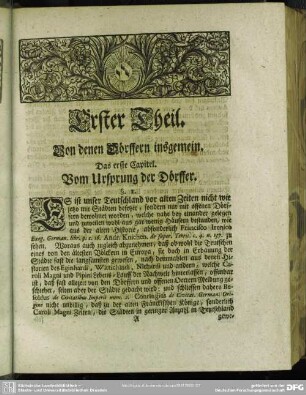 Erster Theil. Von denen Dörffern insgemein