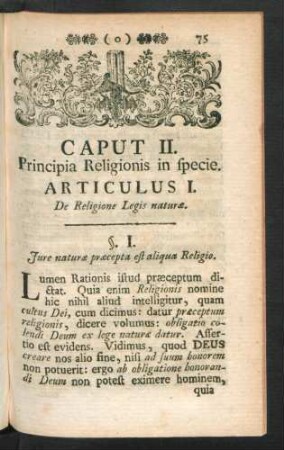Caput II. Principia Religionis in specie