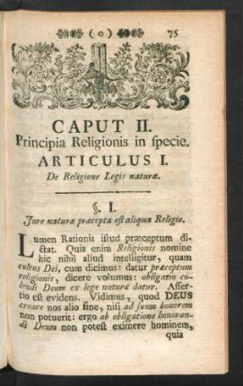 Caput II. Principia Religionis in specie