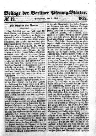 Beilage: No. 19, Sonnabend, den 8.Mai