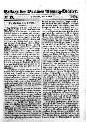 Beilage: No. 19, Sonnabend, den 8.Mai