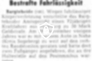 Bestrafte Fahrlässigkeit